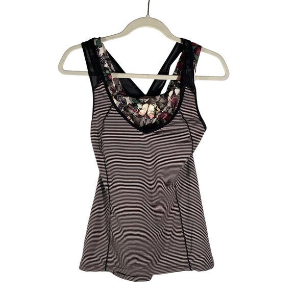 Lululemon Butterfly sports Bra Tank Top combo Stripe size 6 active yoga - Picture 1 of 8